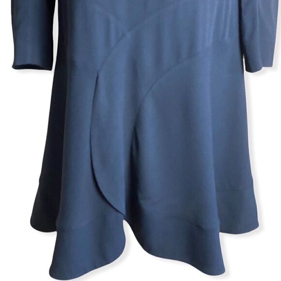 Chloé Crepe Dress Crew Neck Knee-Length in Dark Navy Ruffle Sz FR40 US 10/Medium - Picture 6 of 10